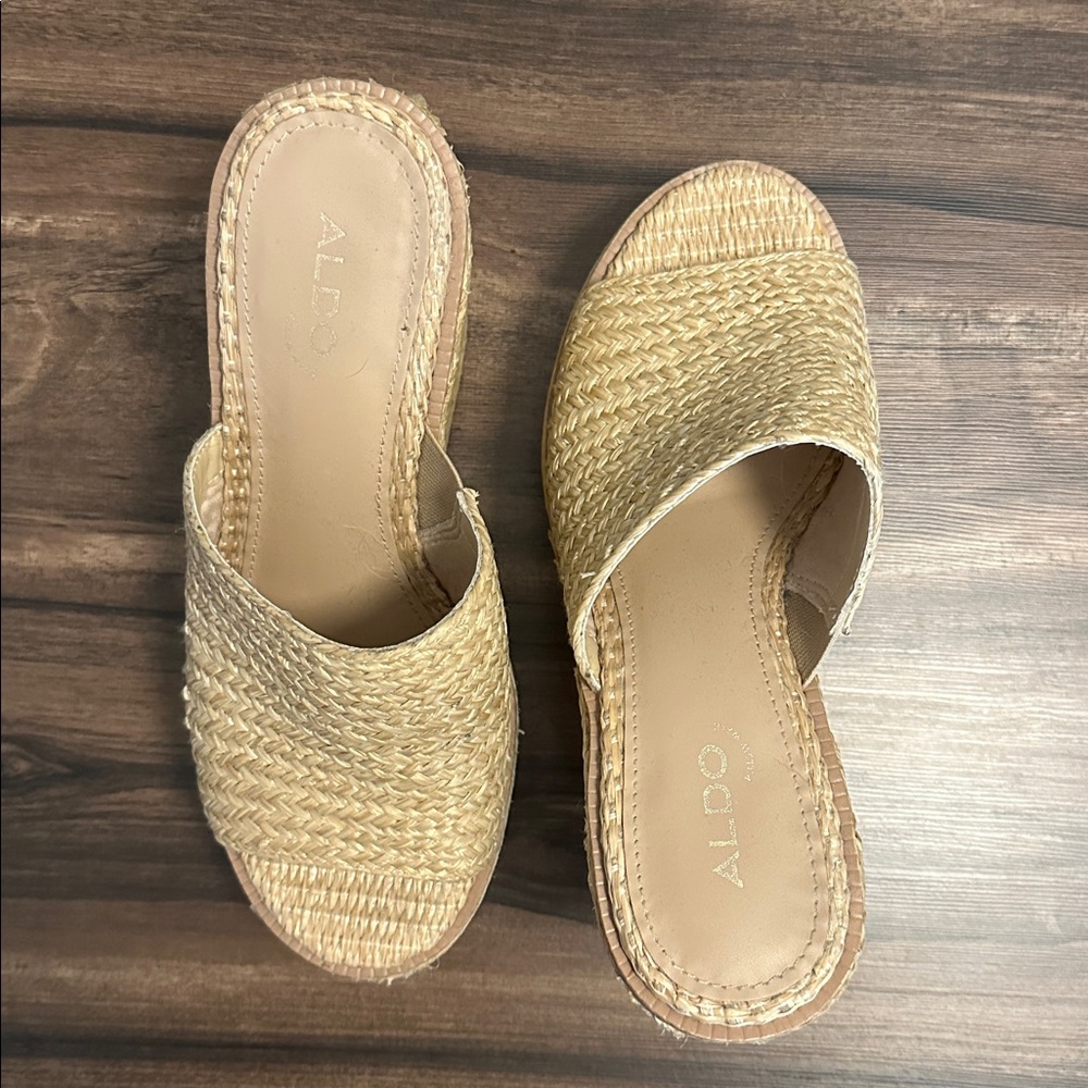 Aldo Raffia Wedge Sandals - Picture 2 of 4